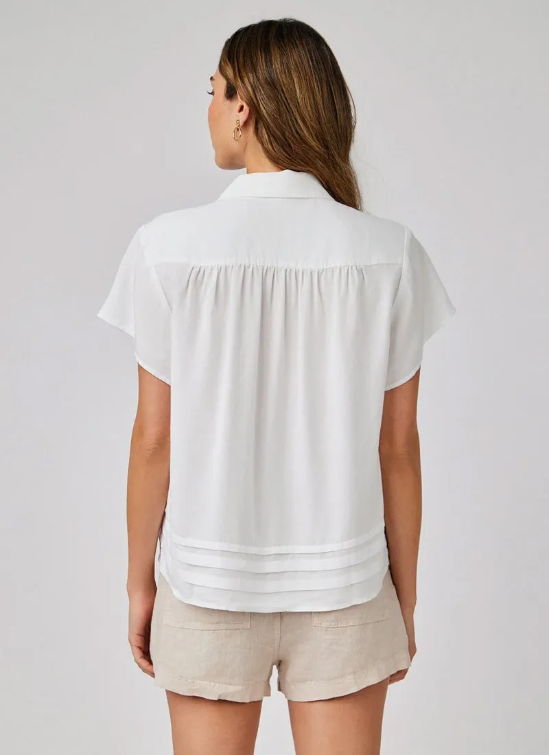 Cap Sleeve Pintuck Button Down