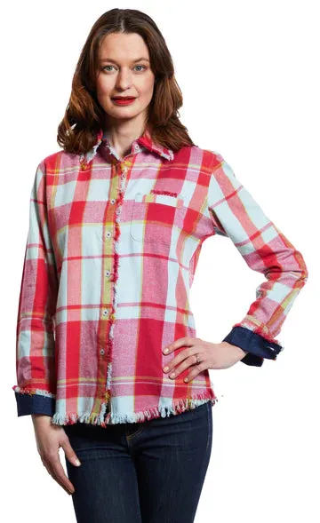 Cape Cod Tunic/ Soft Pink & Blue Flannel Plaid