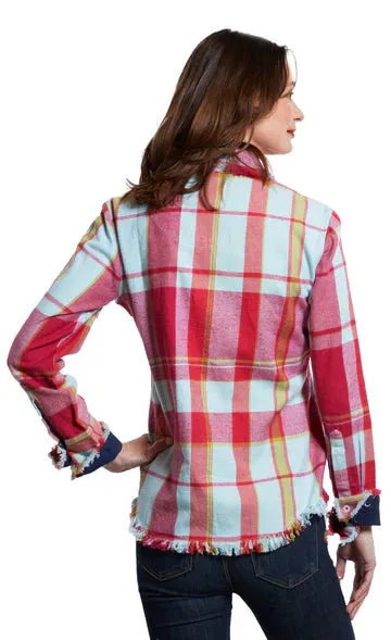 Cape Cod Tunic/ Soft Pink & Blue Flannel Plaid