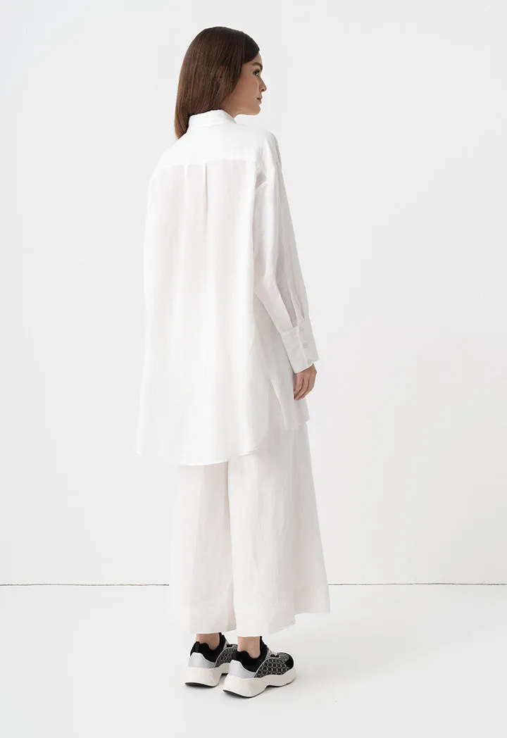 Choice Solid Oversize Long Shirt Off White