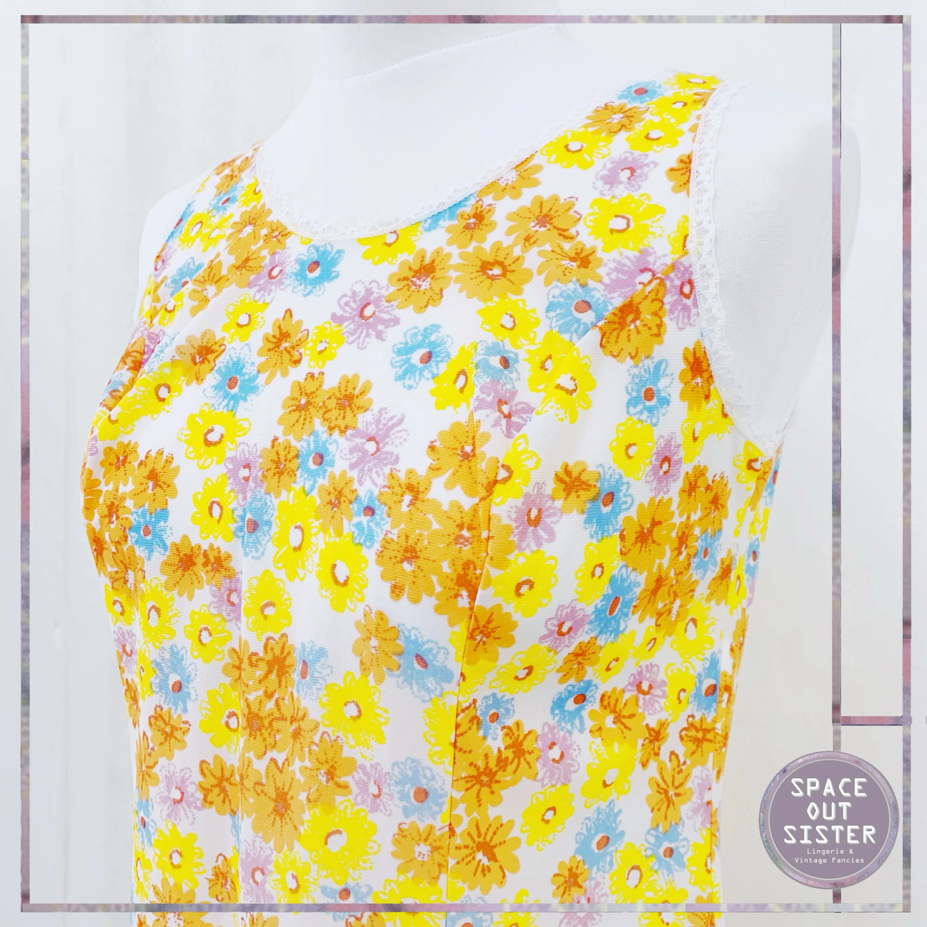 Circa 1970s Tangerine Floral Slip
