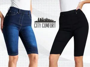 CityComfort Shorts - Jegging Denim Shorts for Women Knee Length