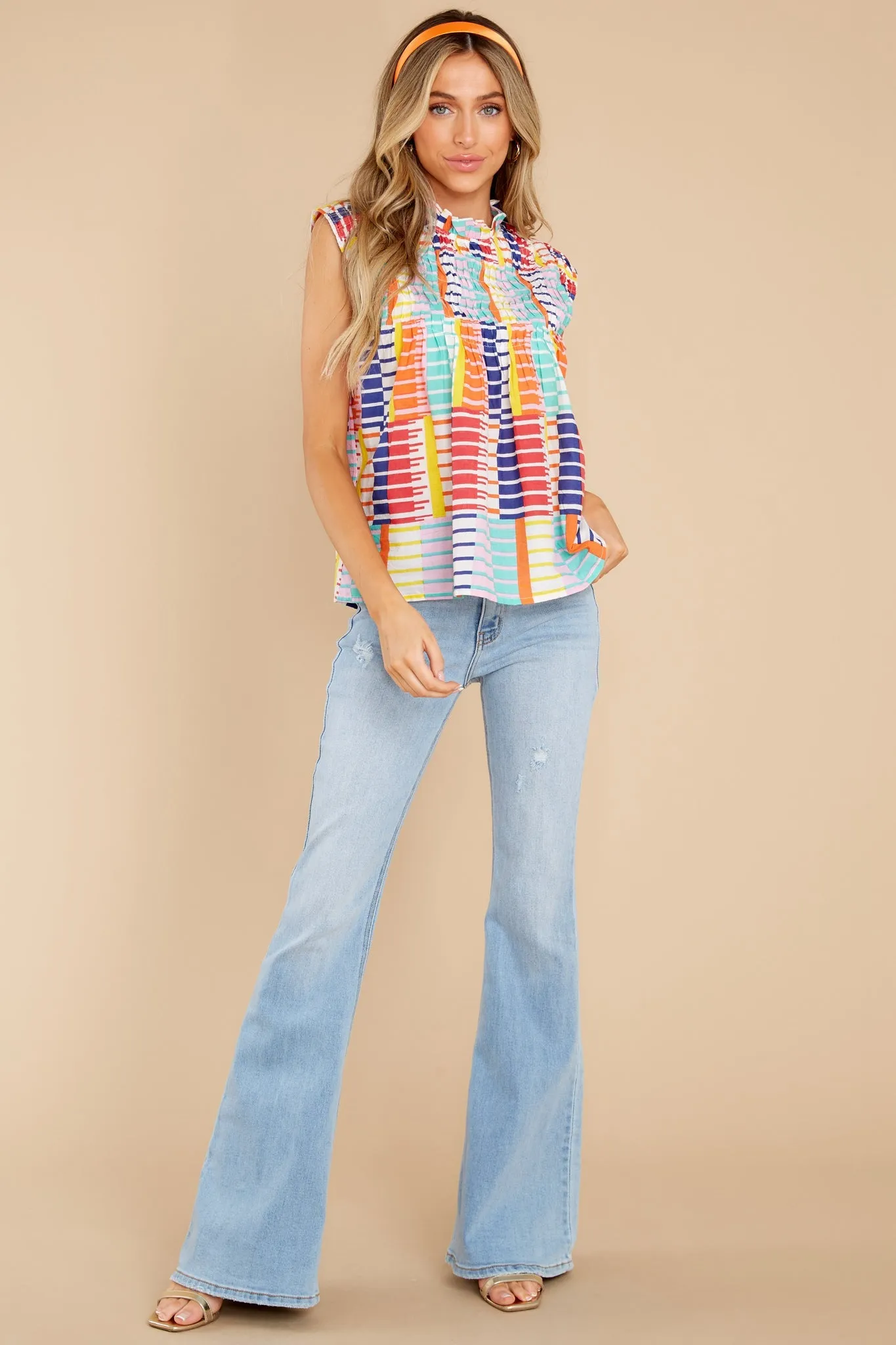 Color Me Surprised Ivory Multi Print Cotton Top