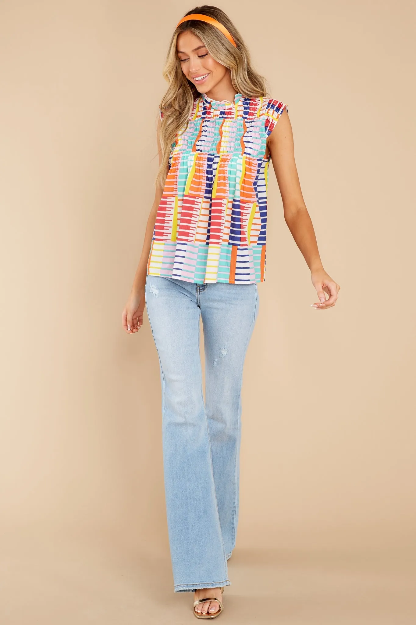 Color Me Surprised Ivory Multi Print Cotton Top