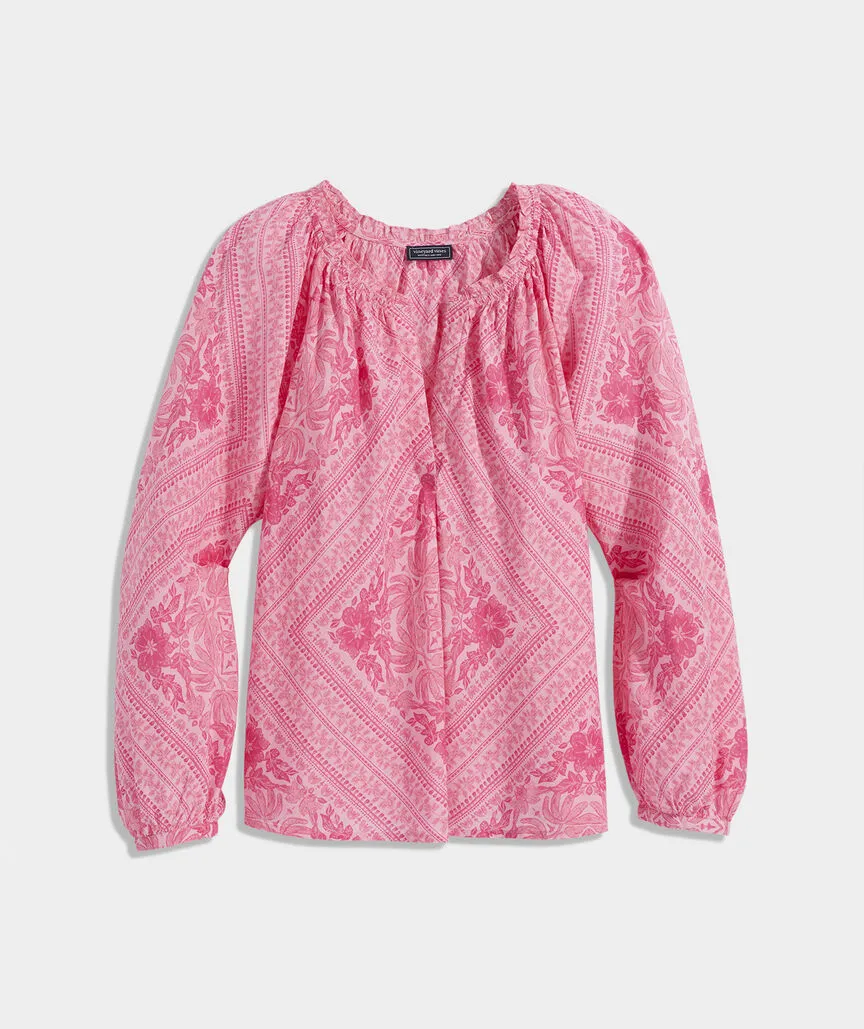 Cora Tile V-Neck Blouse