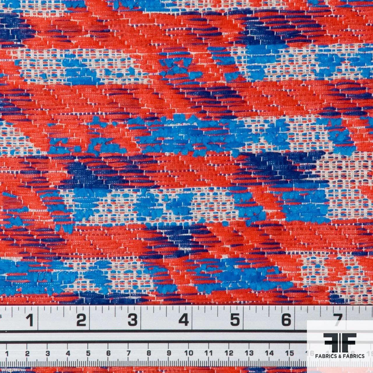 Cotton Blend Suiting - Red/Blue