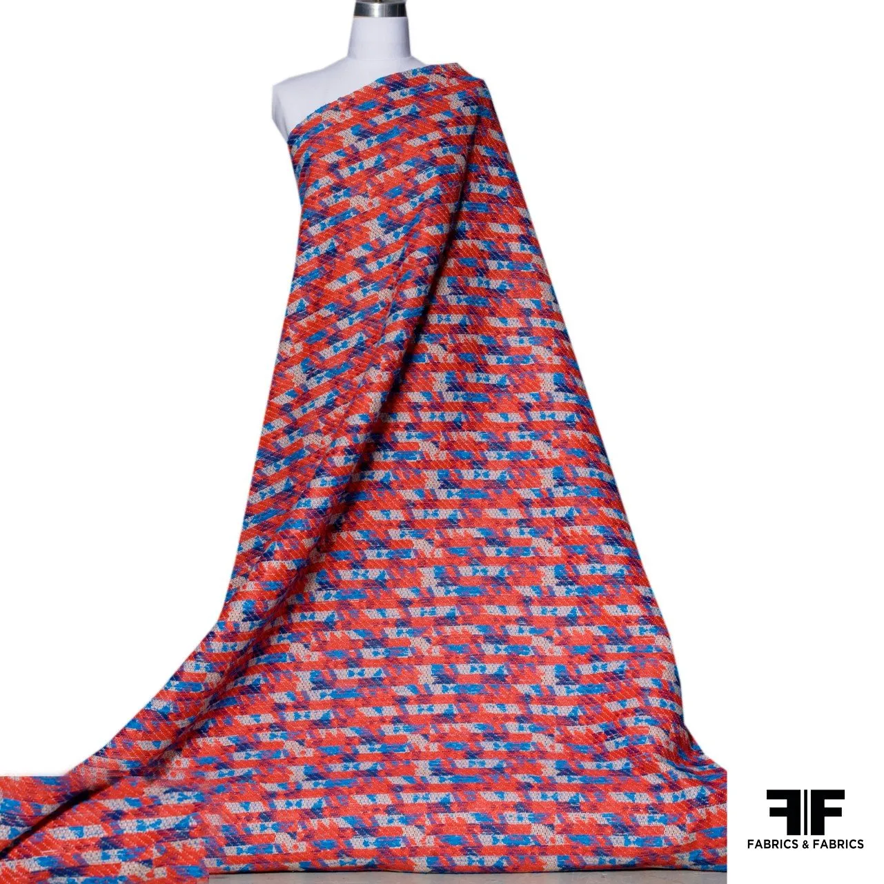 Cotton Blend Suiting - Red/Blue