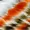 Cream And Orange Abstract Print Mesh Long Sleeve Bodycon Midi Dress