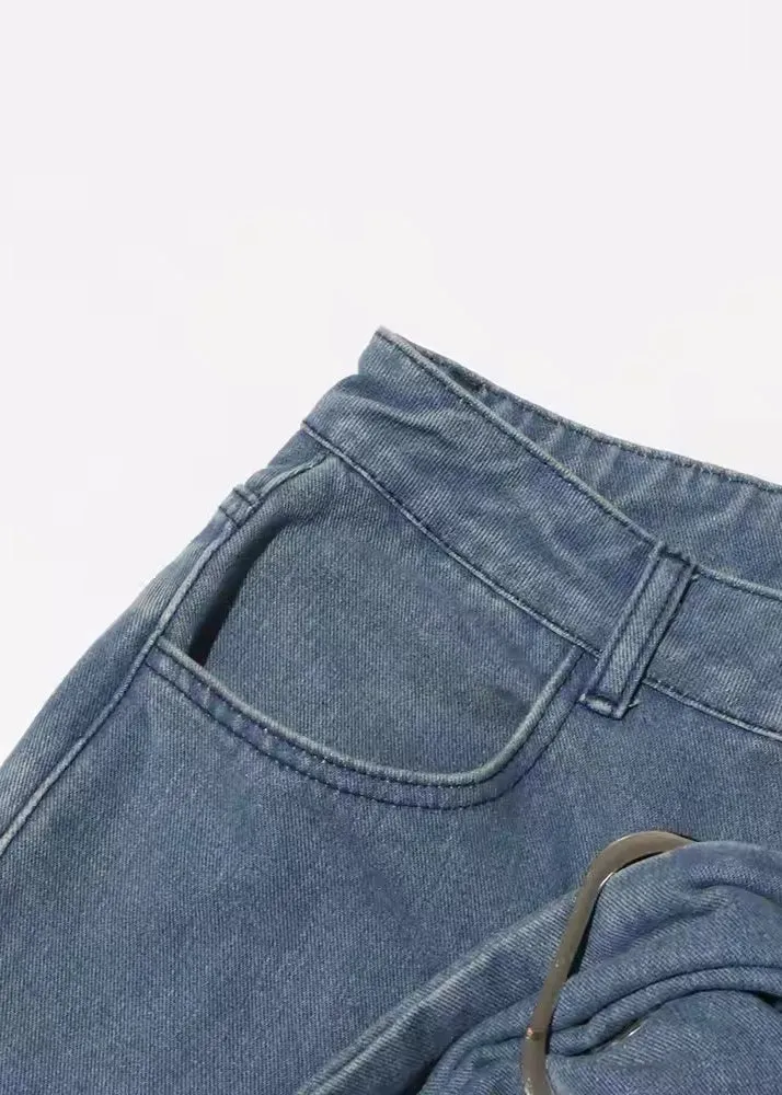 Damla Belt Decor Straight Jeans