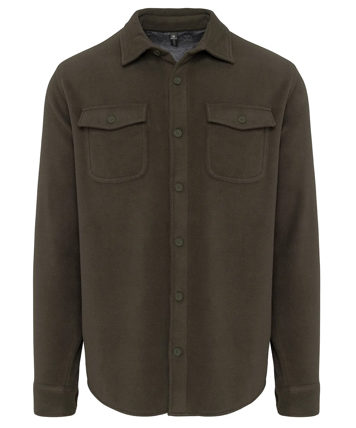 Dark Khaki/Storm Grey - Sherpa-lined fleece overshirt