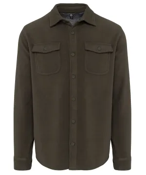 Dark Khaki/Storm Grey - Sherpa-lined fleece overshirt