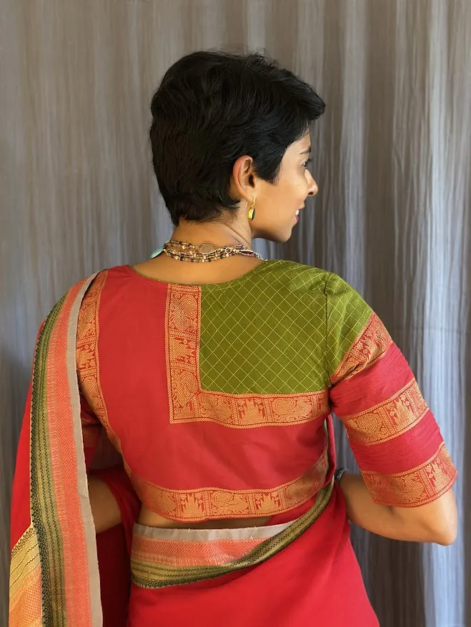 Dhara red cotton blouse