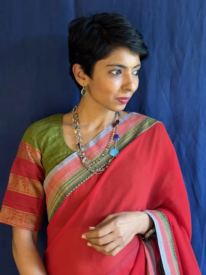 Dhara red cotton blouse