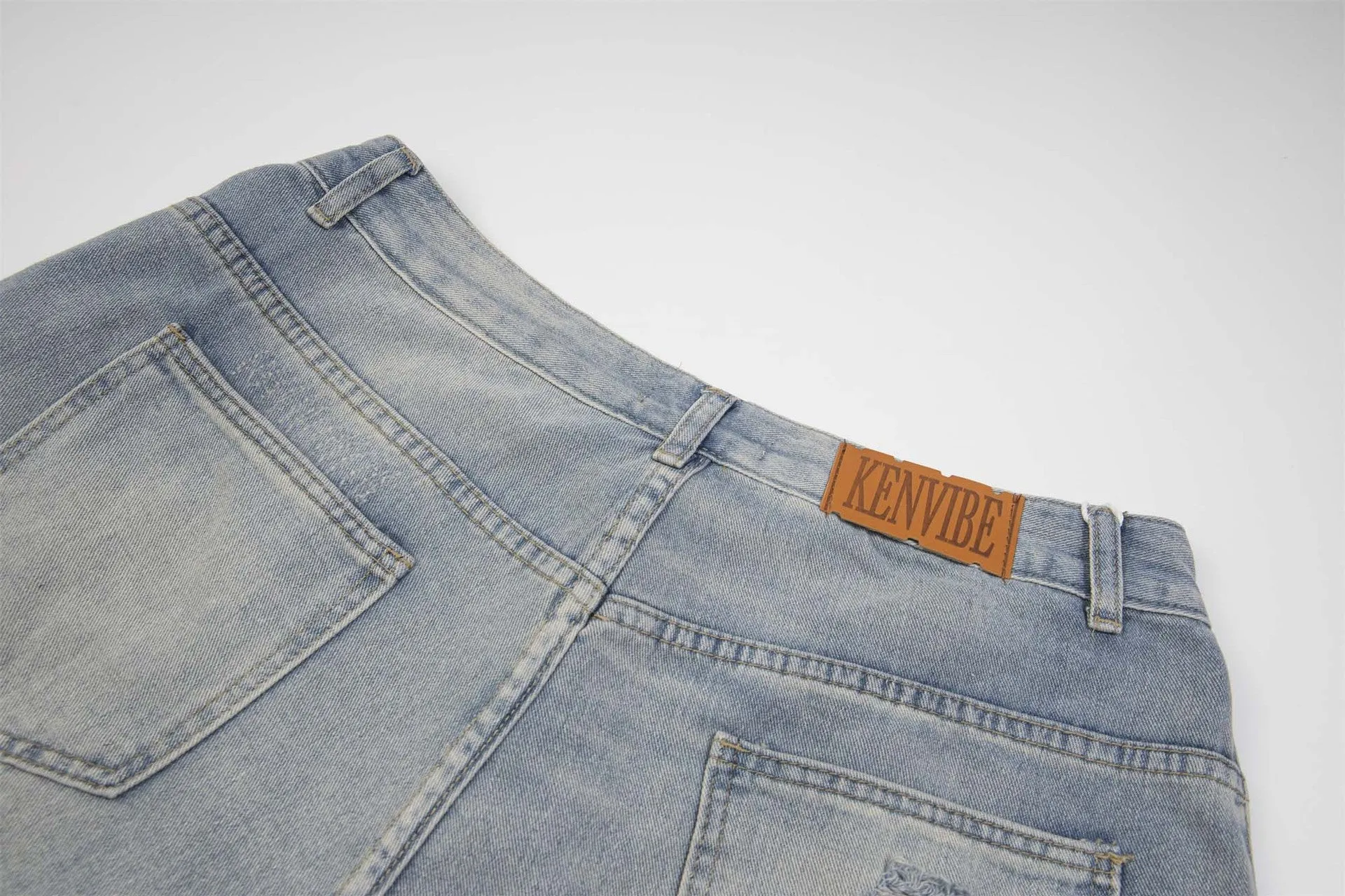 Distressed Denim Shorts with Gems