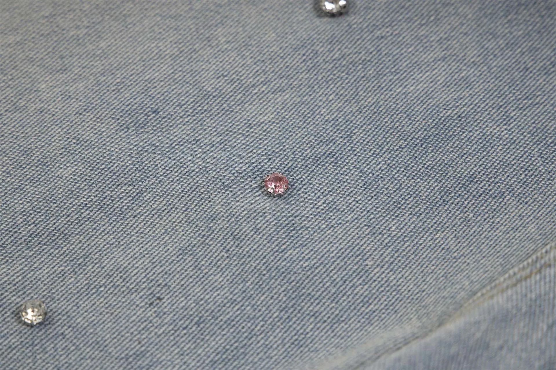 Distressed Denim Shorts with Gems
