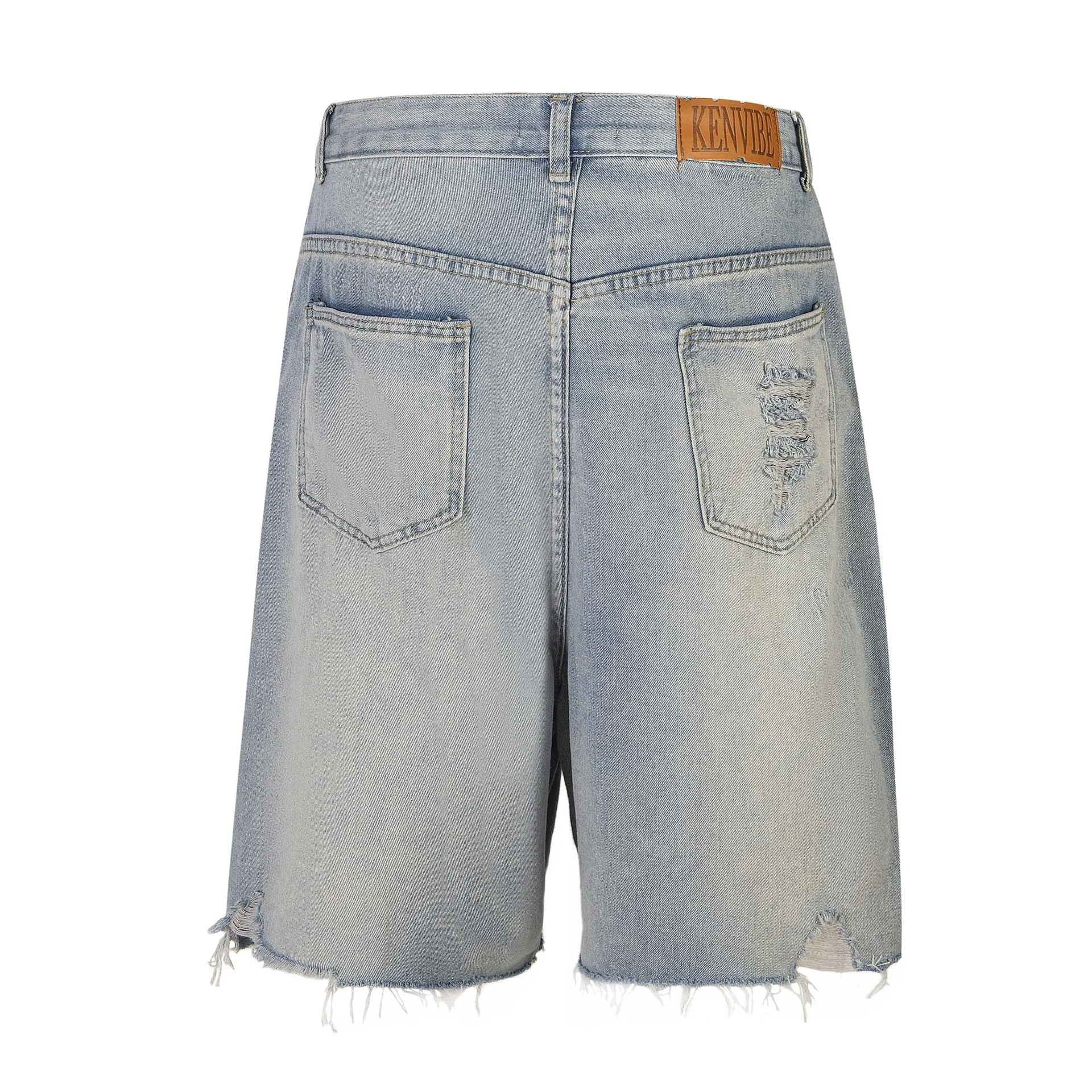Distressed Denim Shorts with Gems