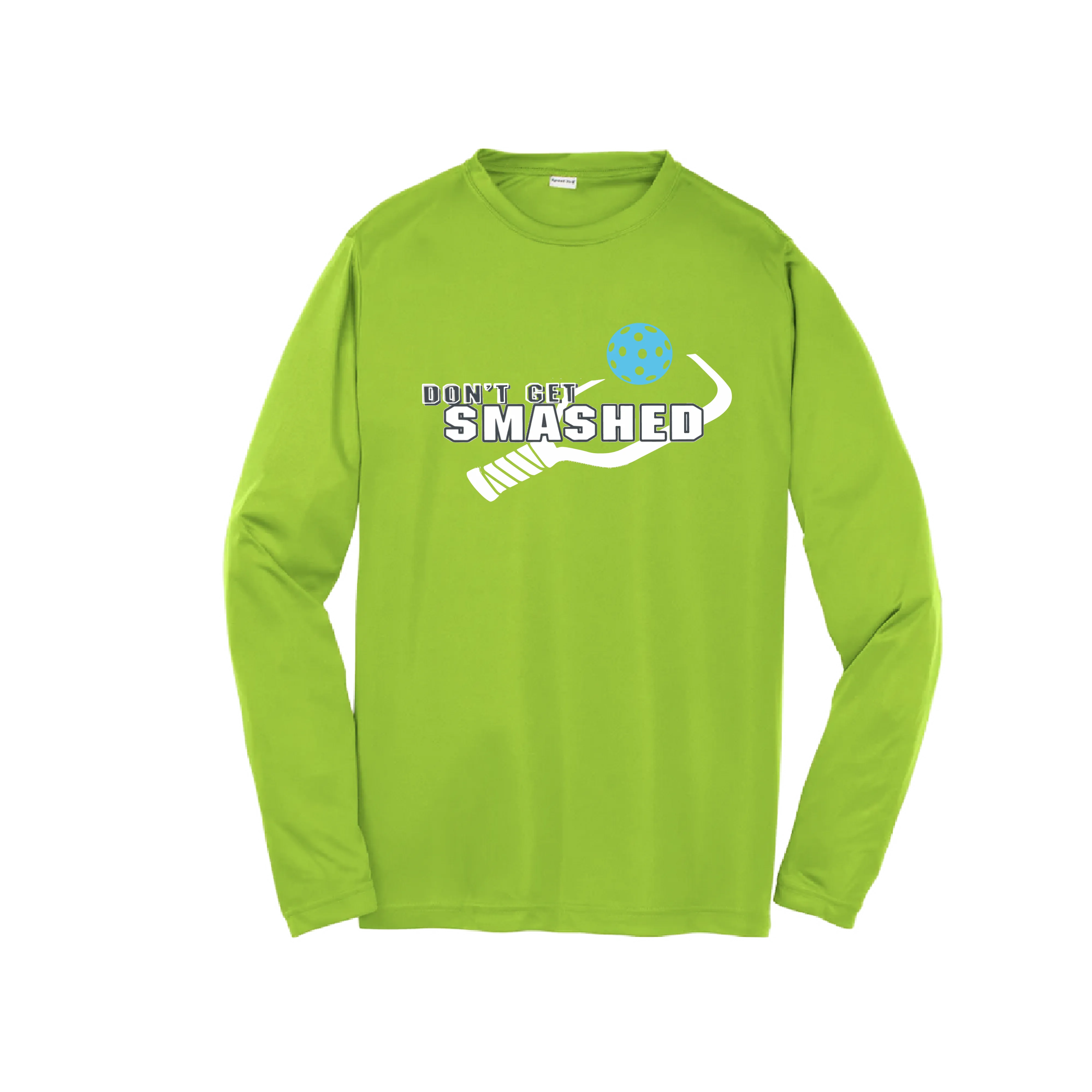 Don't Get Smashed (Cyan Orange Pink Pickleball Colors) | Youth Long Sleeve Pickleball Shirts | 100% Polyester