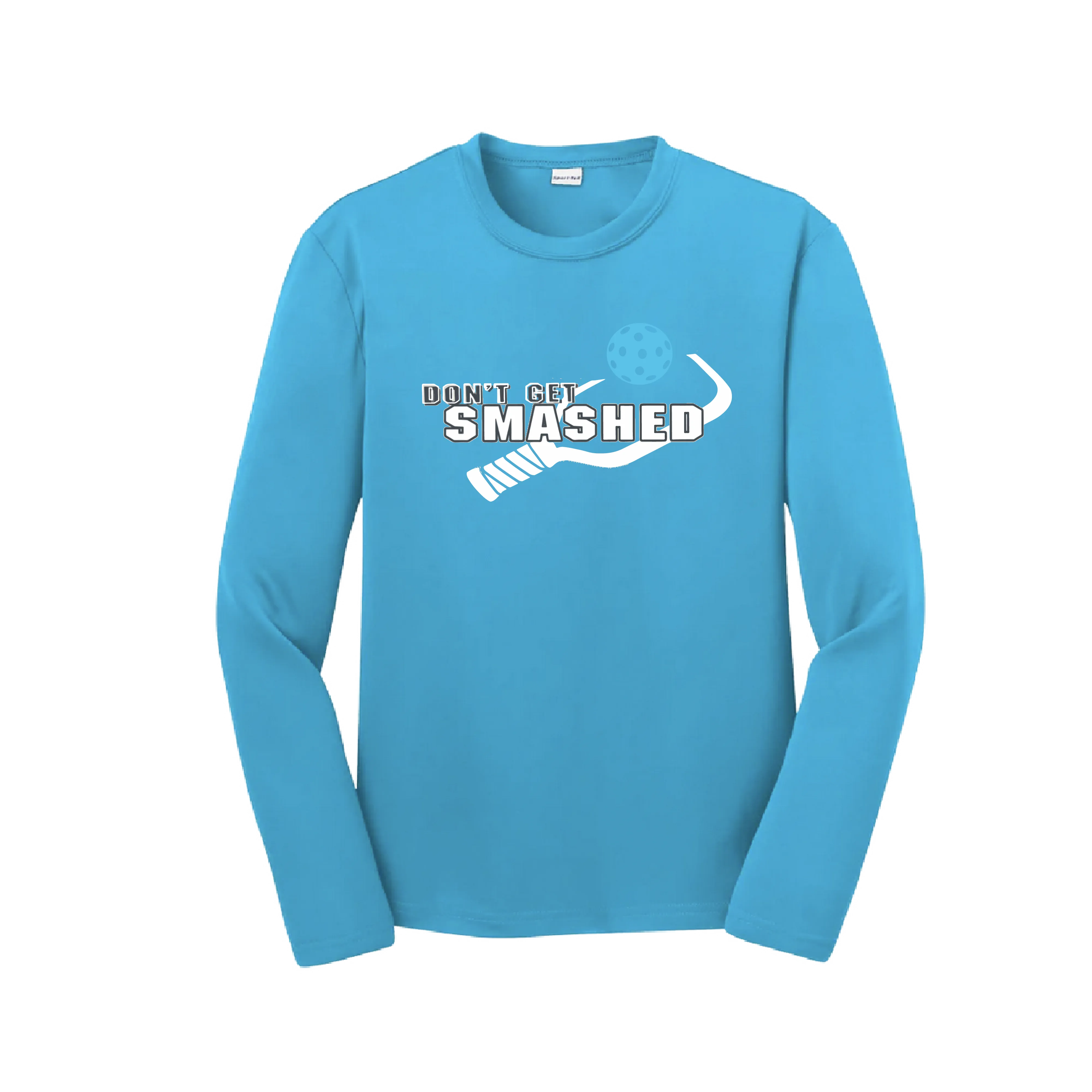 Don't Get Smashed (Cyan Orange Pink Pickleball Colors) | Youth Long Sleeve Pickleball Shirts | 100% Polyester