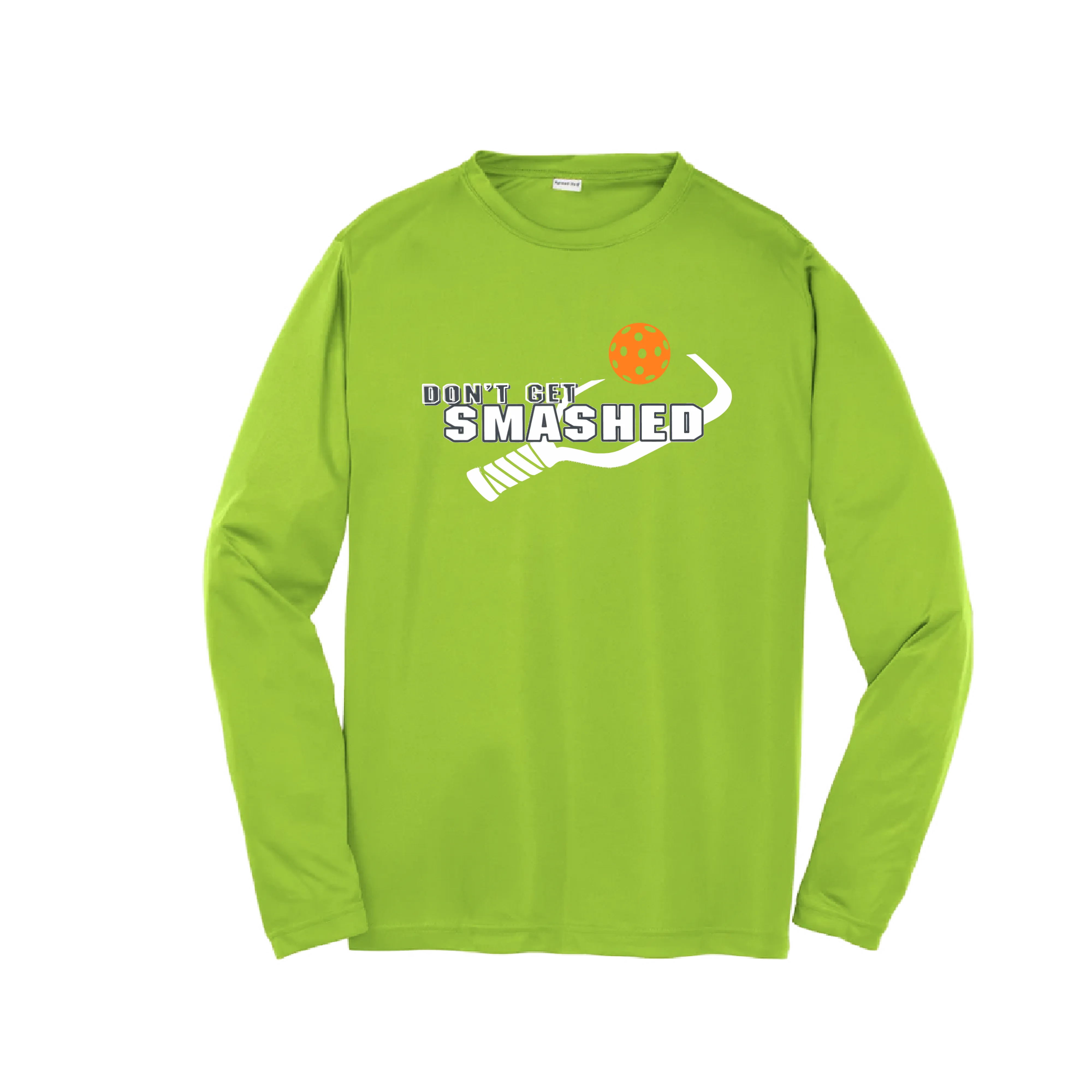 Don't Get Smashed (Cyan Orange Pink Pickleball Colors) | Youth Long Sleeve Pickleball Shirts | 100% Polyester