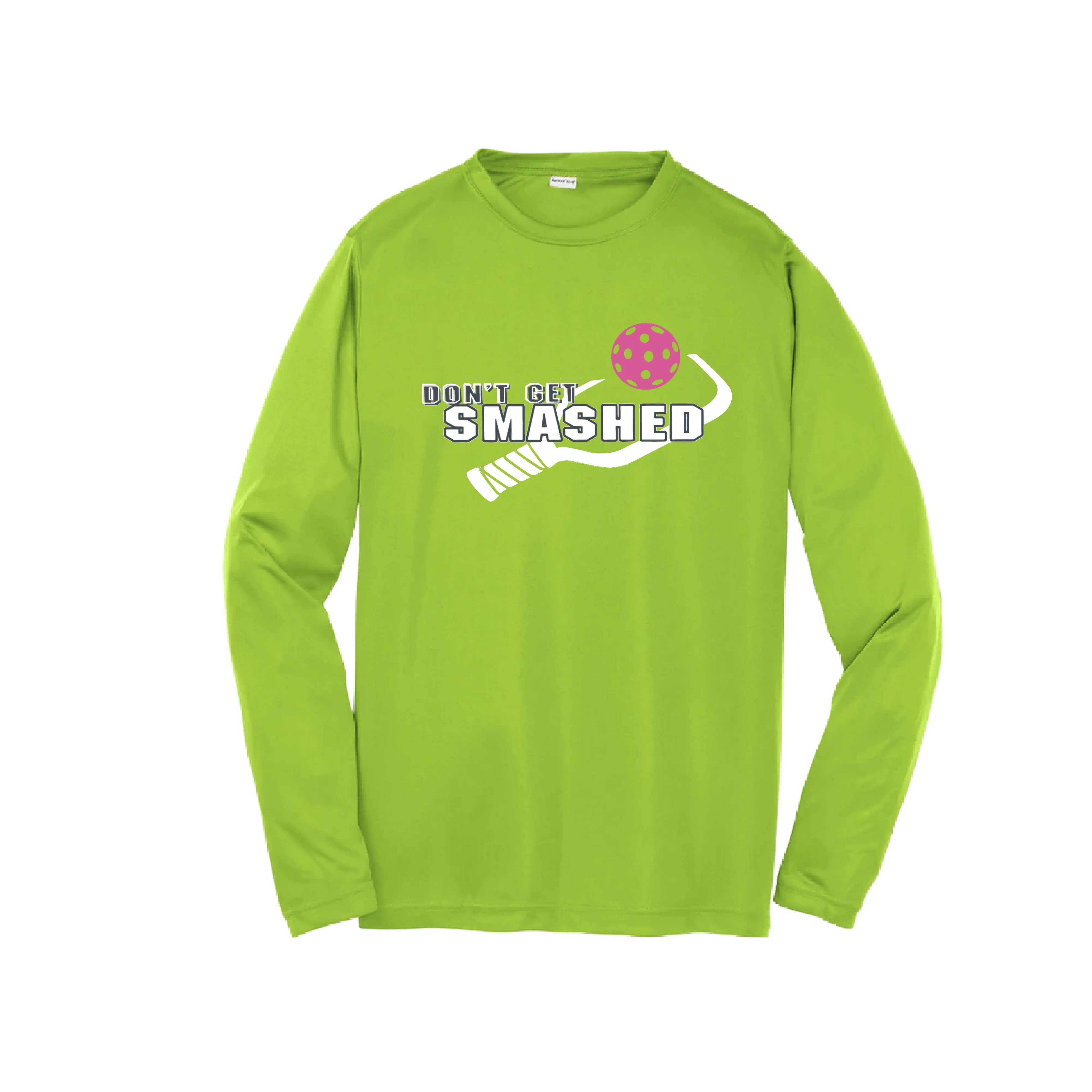 Don't Get Smashed (Cyan Orange Pink Pickleball Colors) | Youth Long Sleeve Pickleball Shirts | 100% Polyester