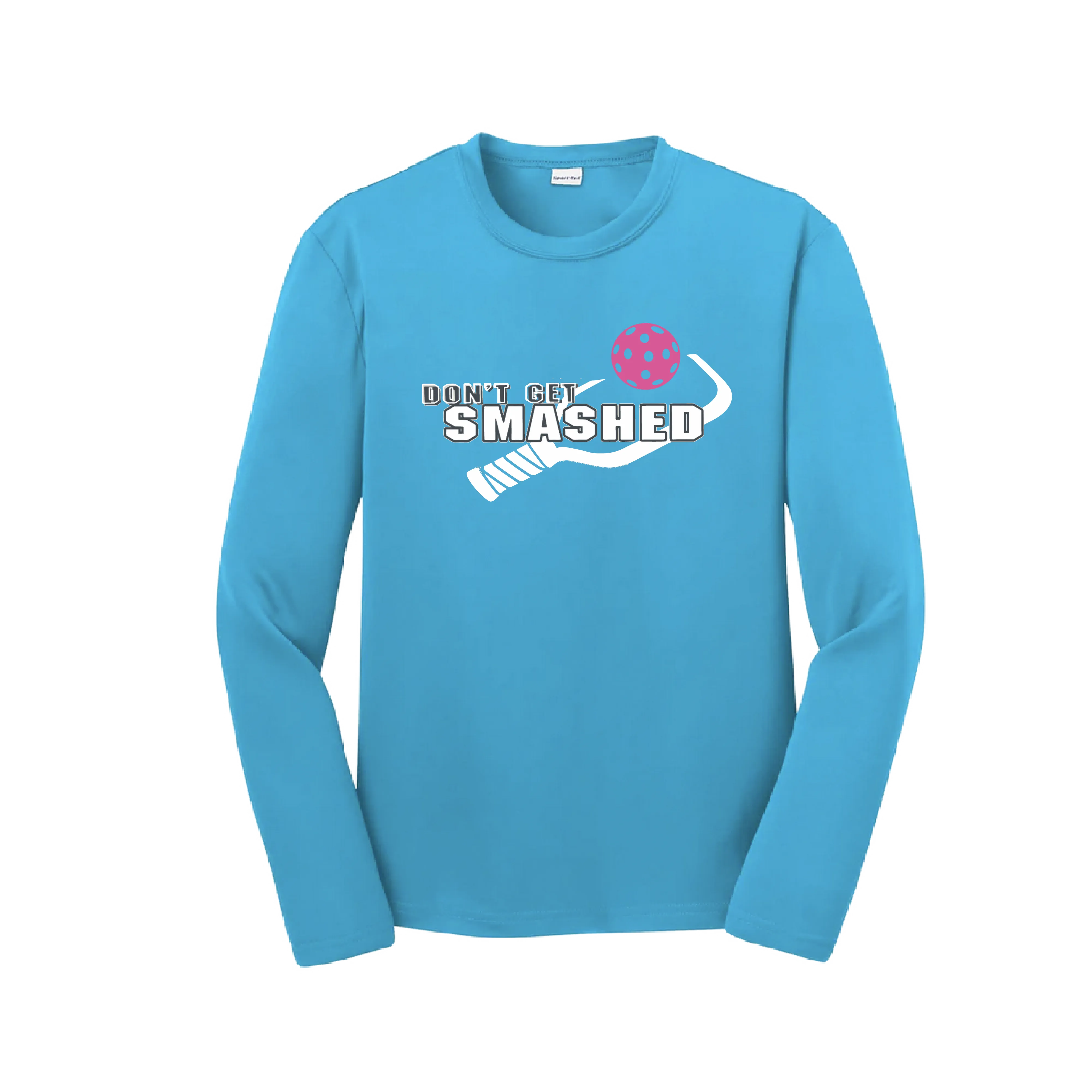 Don't Get Smashed (Cyan Orange Pink Pickleball Colors) | Youth Long Sleeve Pickleball Shirts | 100% Polyester