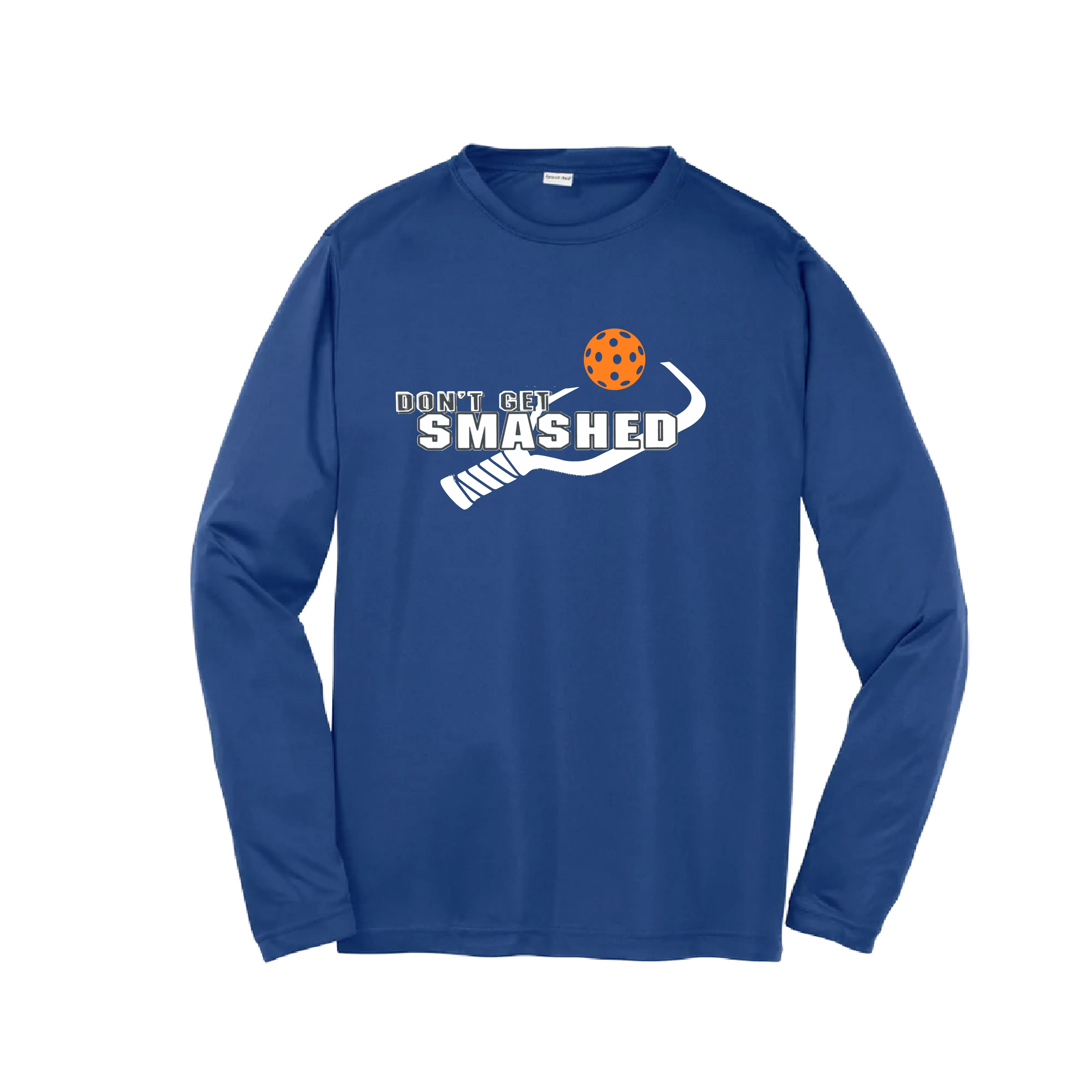 Don't Get Smashed (Cyan Orange Pink Pickleball Colors) | Youth Long Sleeve Pickleball Shirts | 100% Polyester