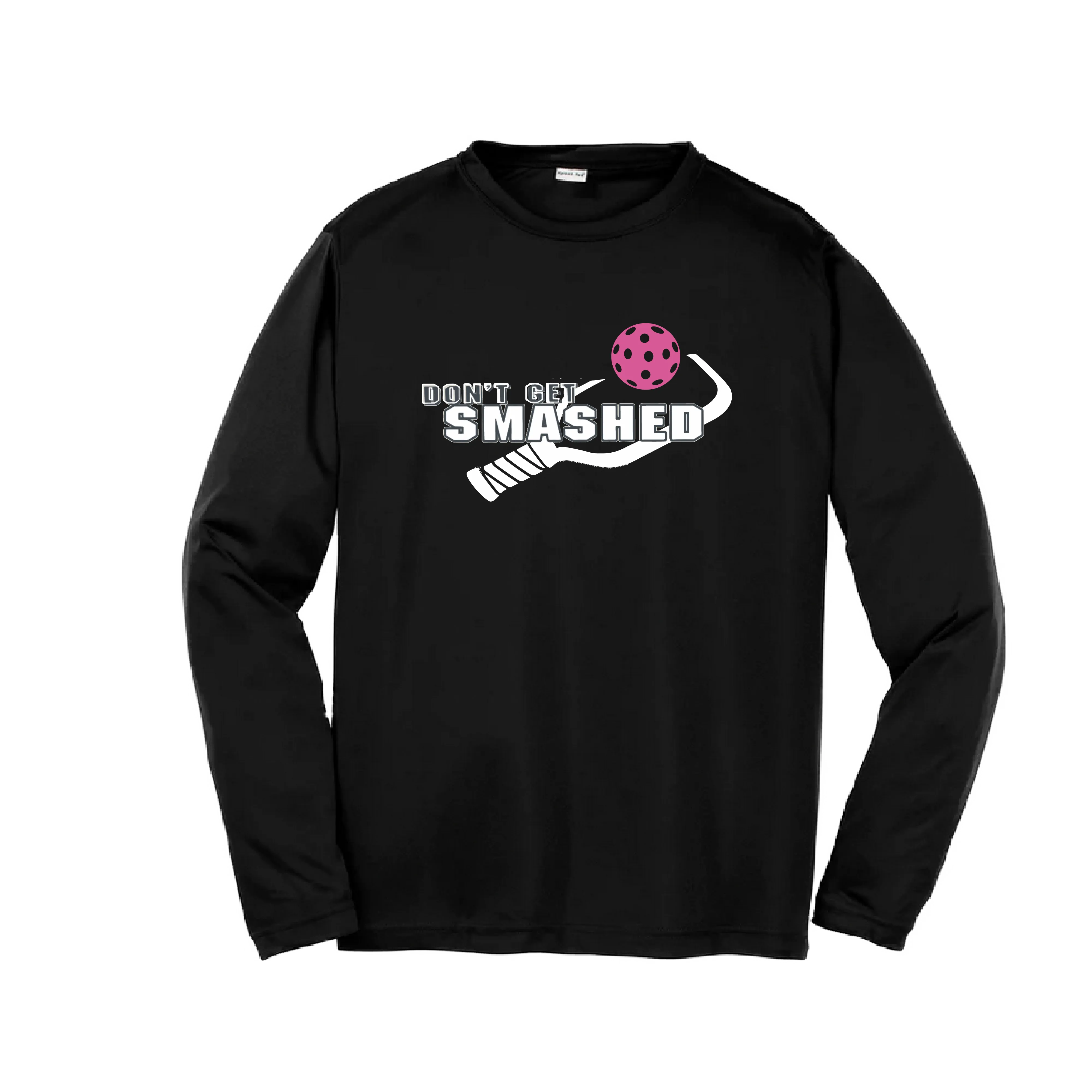 Don't Get Smashed (Cyan Orange Pink Pickleball Colors) | Youth Long Sleeve Pickleball Shirts | 100% Polyester