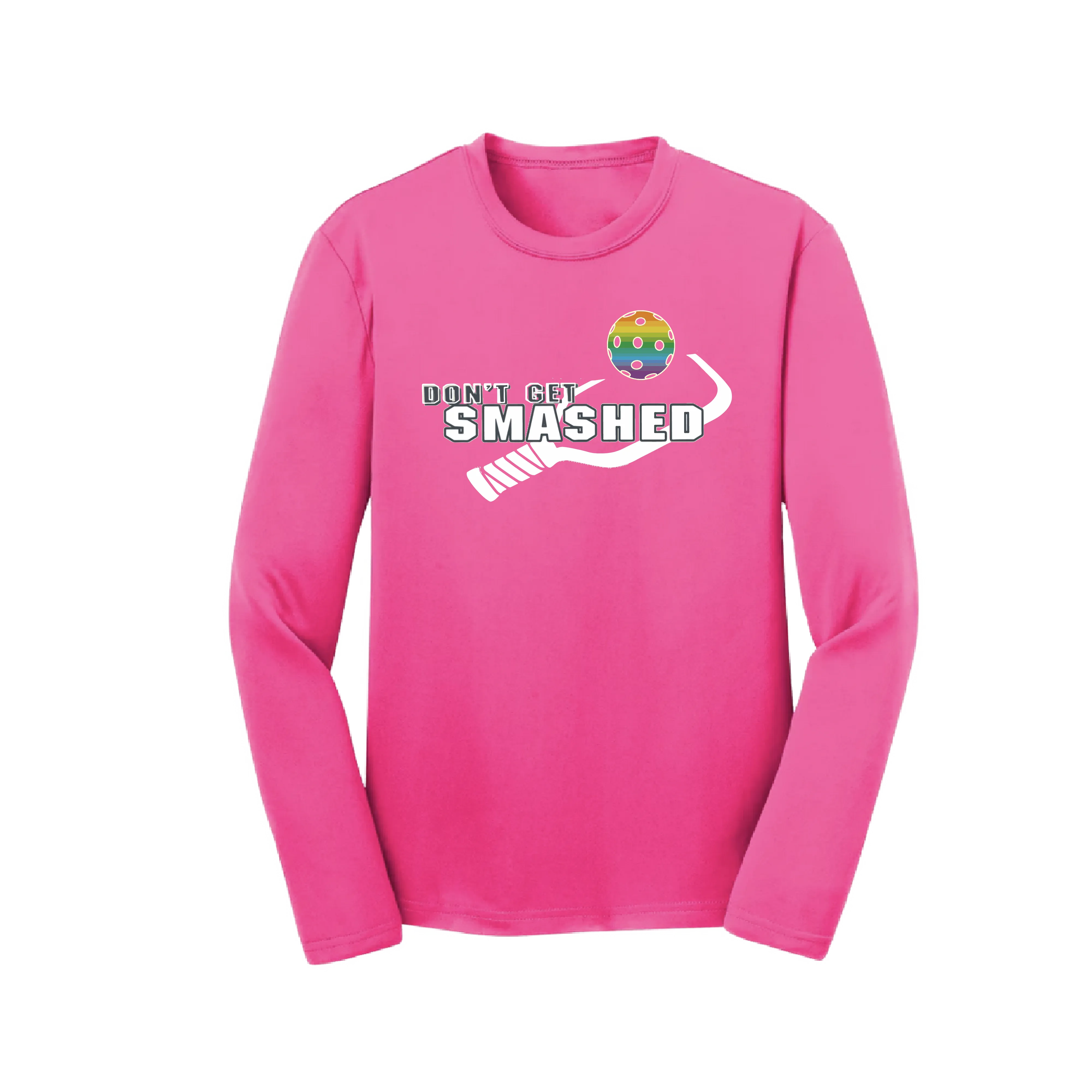 Don't Get Smashed (Red Rainbow Green Pickleball Colors) | Youth Long Sleeve Pickleball Shirts | 100% Polyester