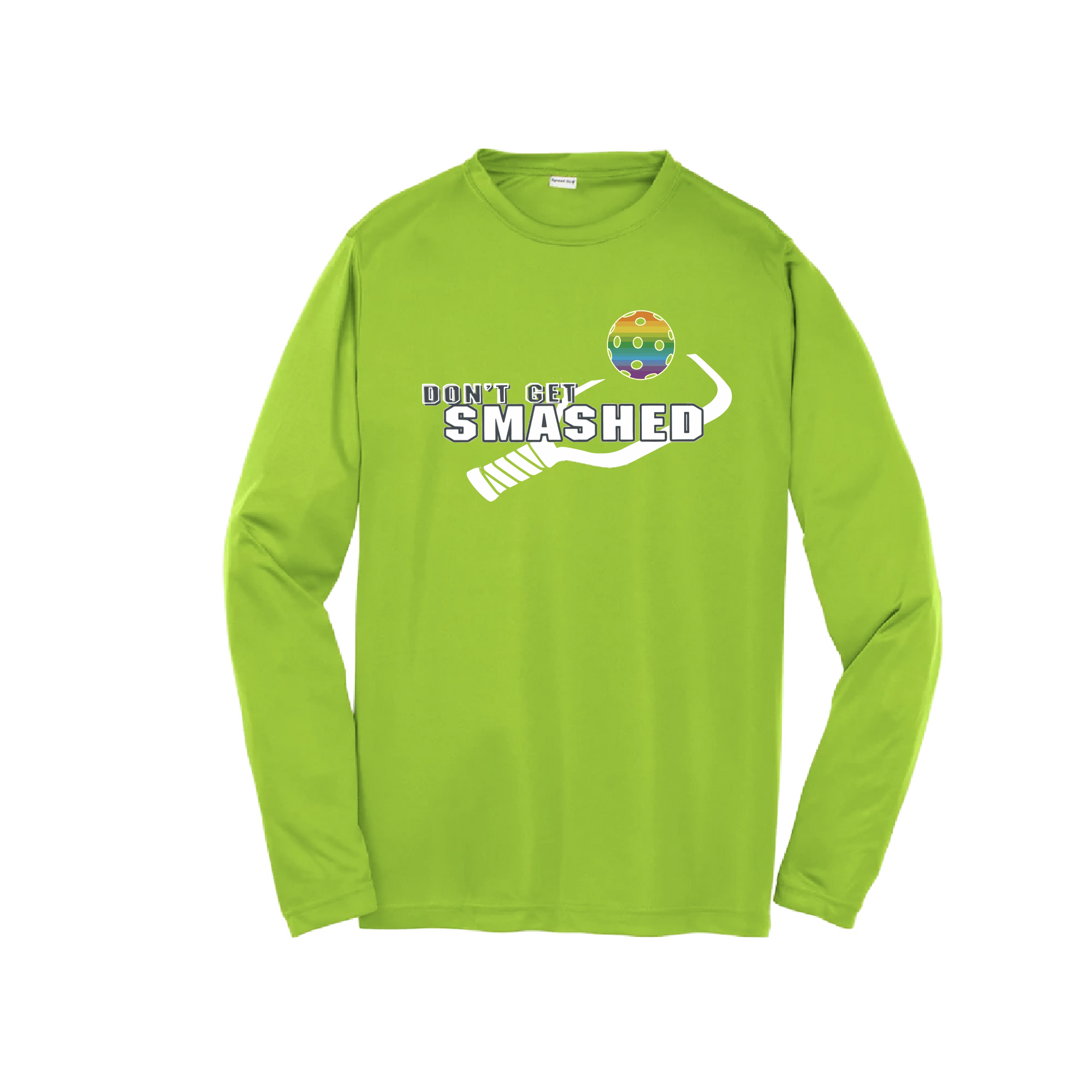 Don't Get Smashed (Red Rainbow Green Pickleball Colors) | Youth Long Sleeve Pickleball Shirts | 100% Polyester