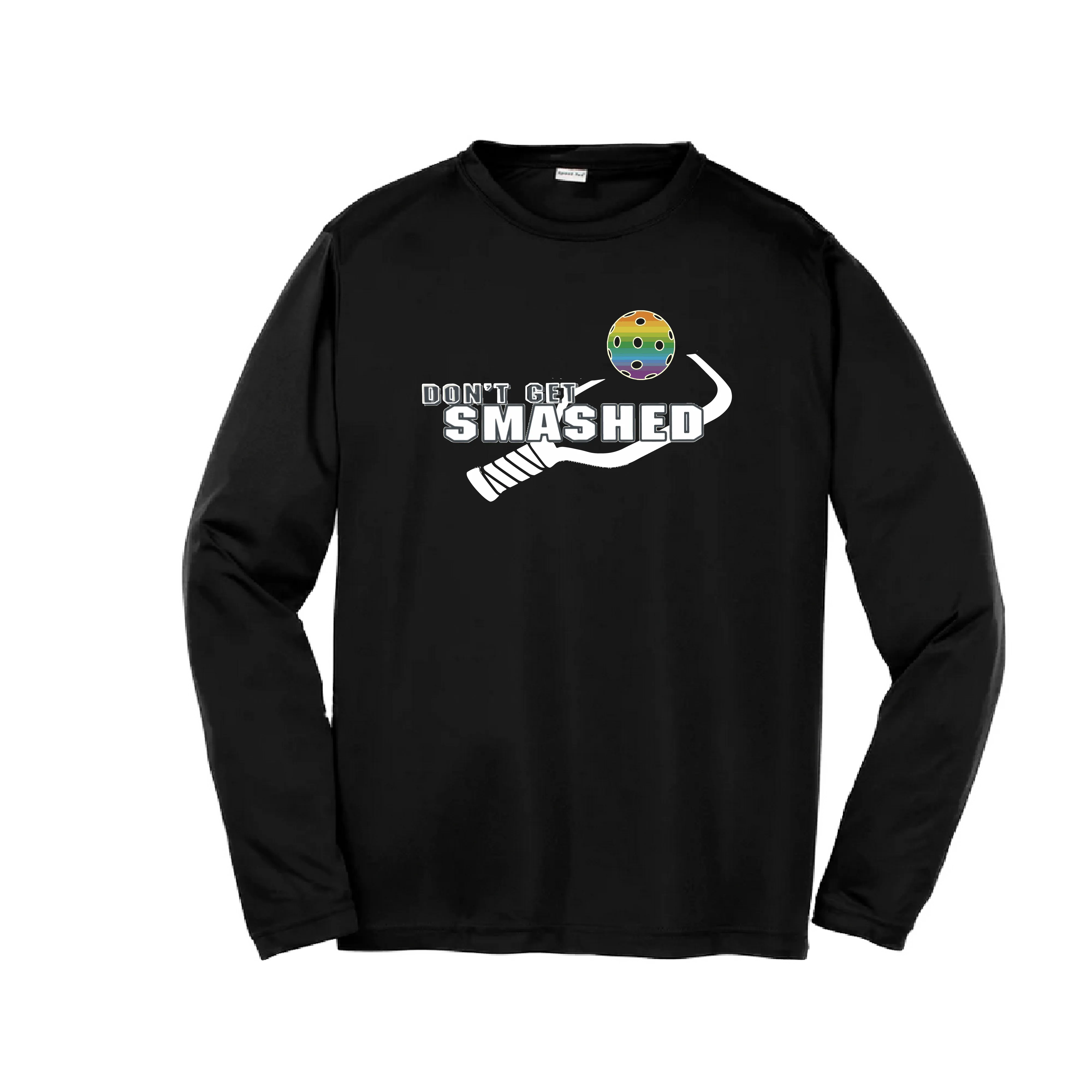 Don't Get Smashed (Red Rainbow Green Pickleball Colors) | Youth Long Sleeve Pickleball Shirts | 100% Polyester