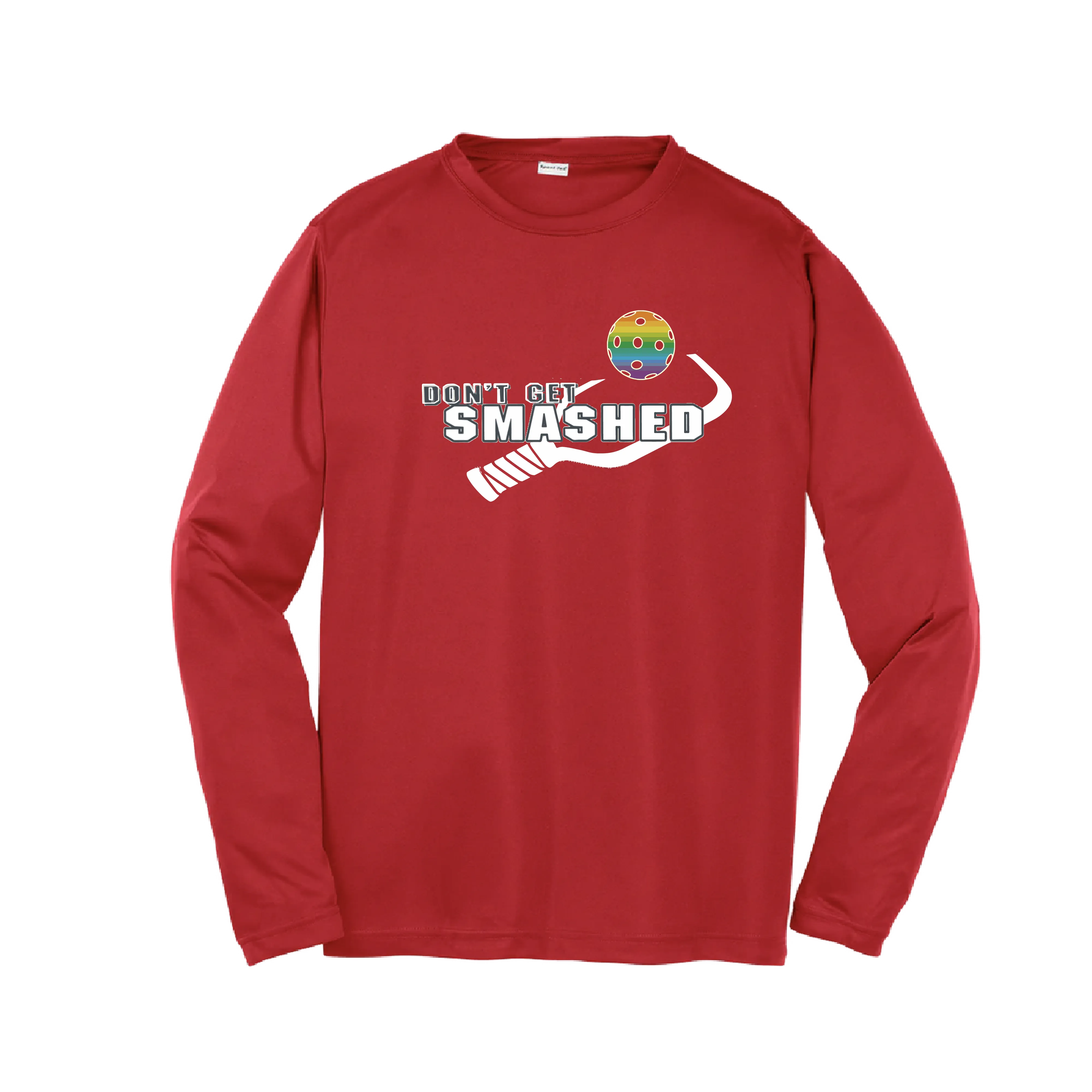 Don't Get Smashed (Red Rainbow Green Pickleball Colors) | Youth Long Sleeve Pickleball Shirts | 100% Polyester
