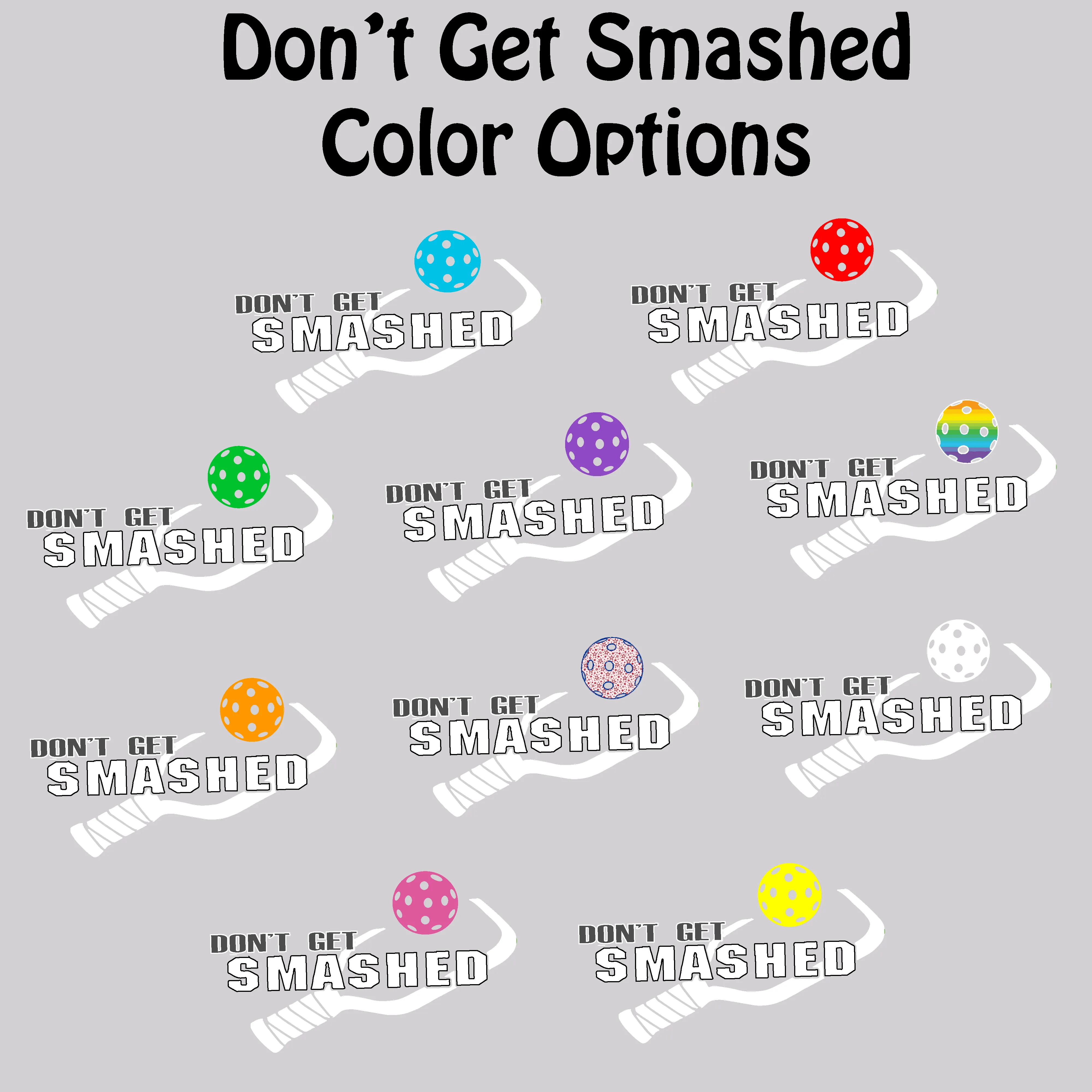 Don't Get Smashed (Red Rainbow Green Pickleball Colors) | Youth Long Sleeve Pickleball Shirts | 100% Polyester