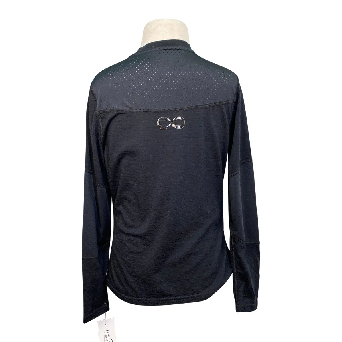 Dover Saddlery Perforated Wool L/S Kids Shirt in Black - Children's Large