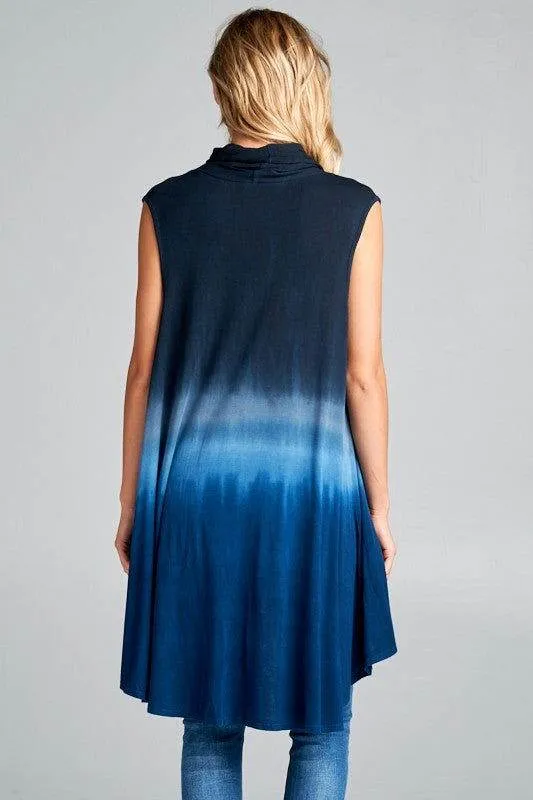 E Luna Ombre Sleeveless Turtle Neck Pocket Top