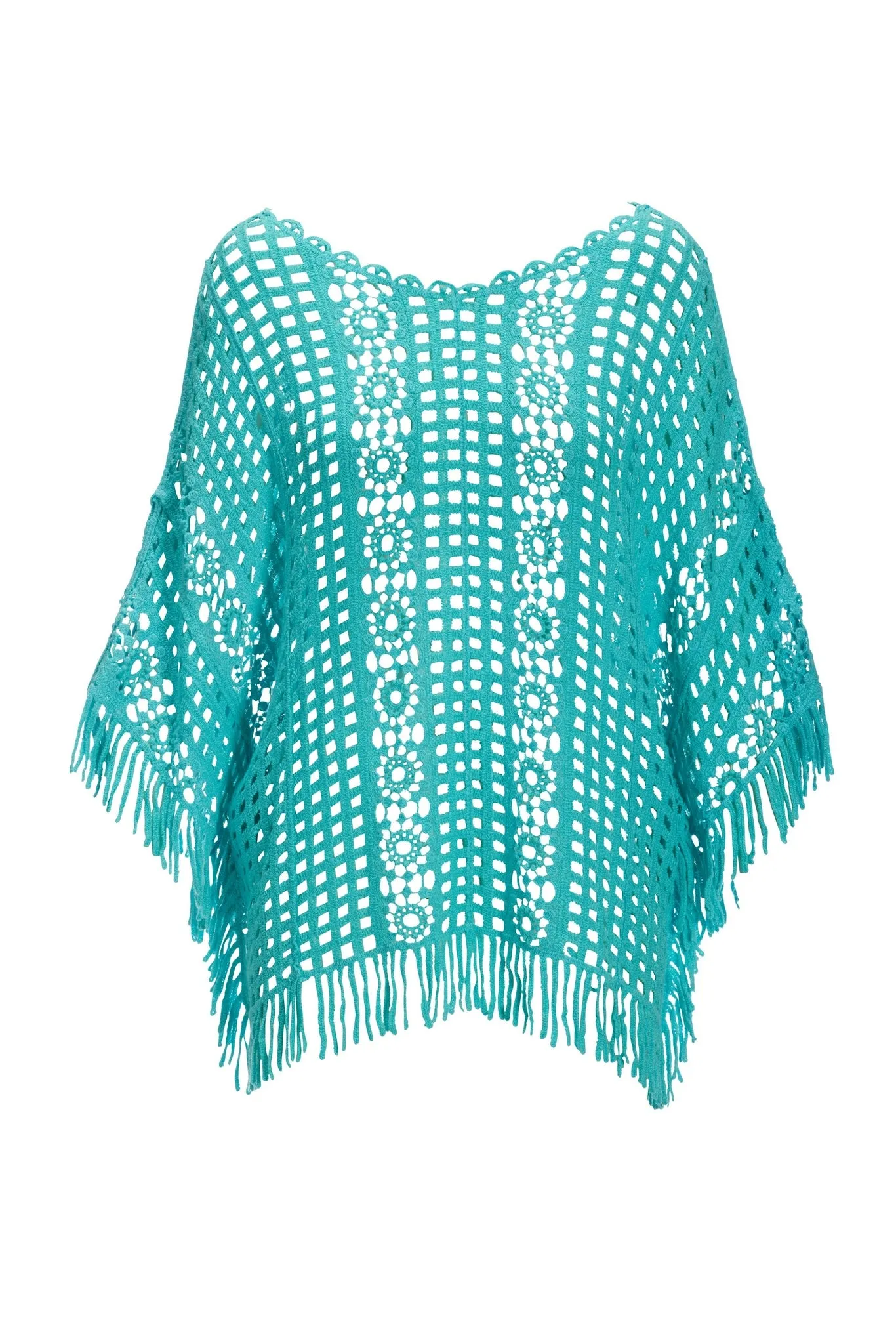 Effortless Crochet Pullover Poncho Blue Radiance