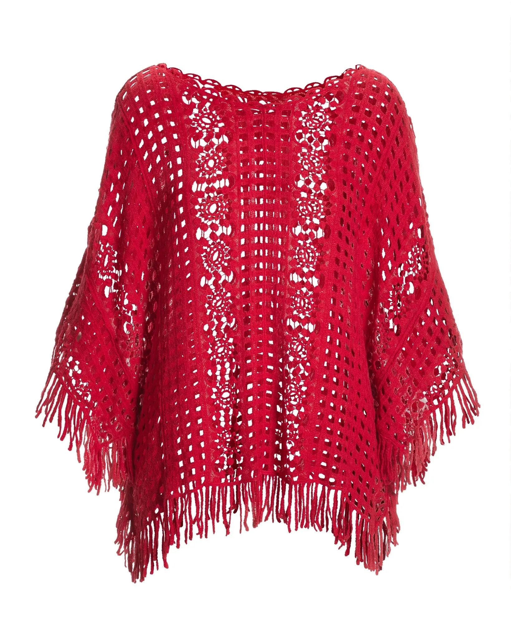 Effortless Crochet Pullover Poncho Racing Red