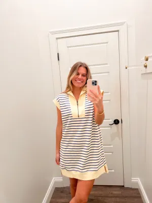Effortless Days Striped Sweatshirt With Zip Dress