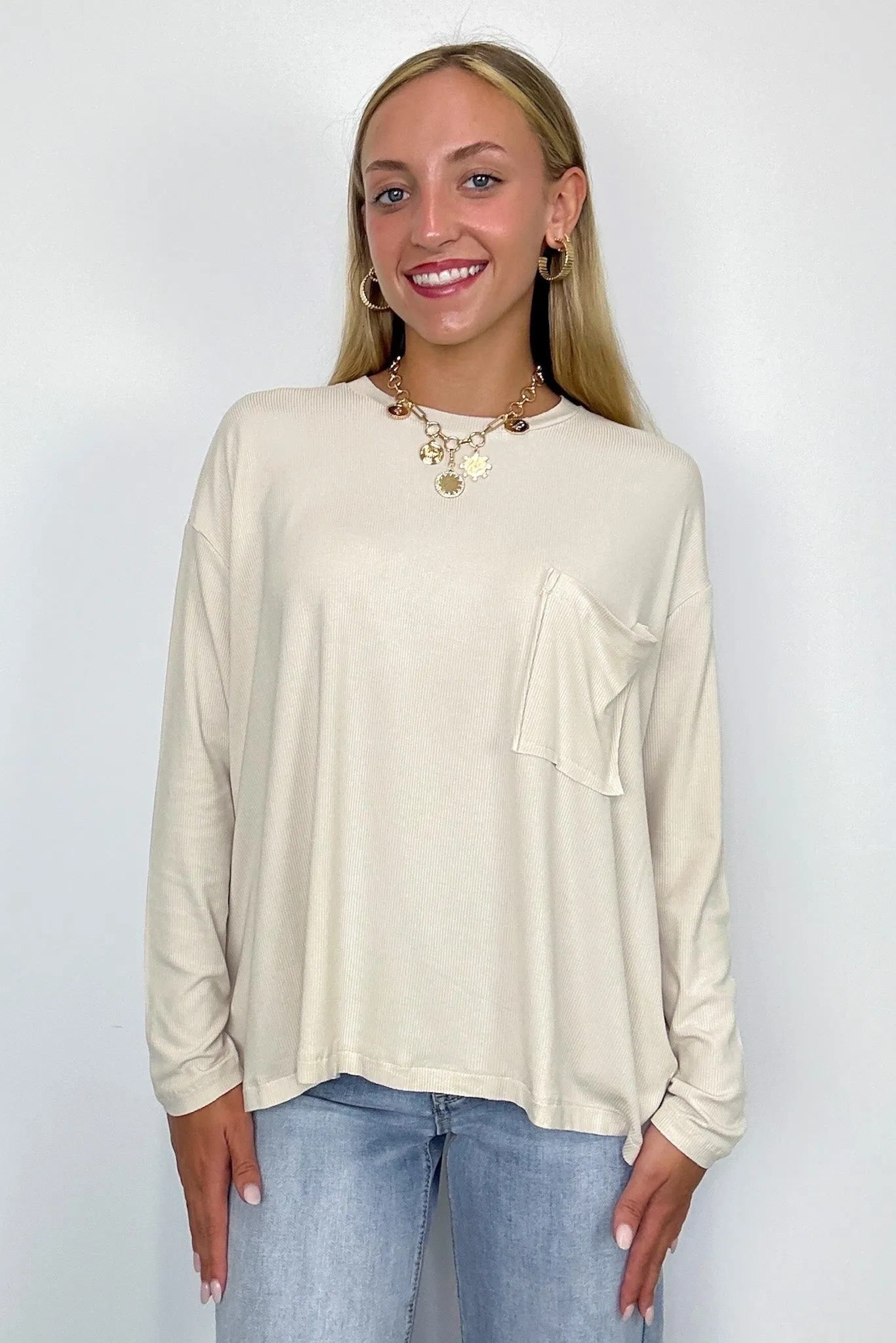 Effortless Ease Rib Knit Dolman Pocket Top - FINAL SALE