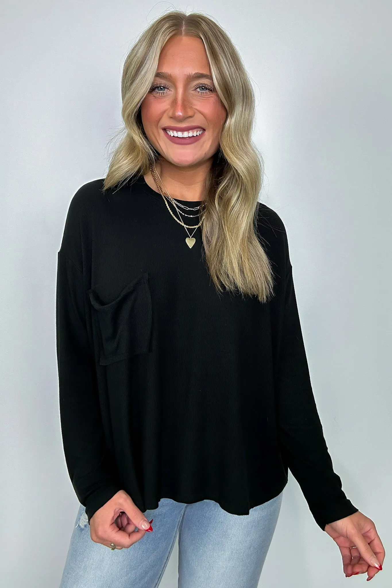 Effortless Ease Rib Knit Dolman Pocket Top - FINAL SALE