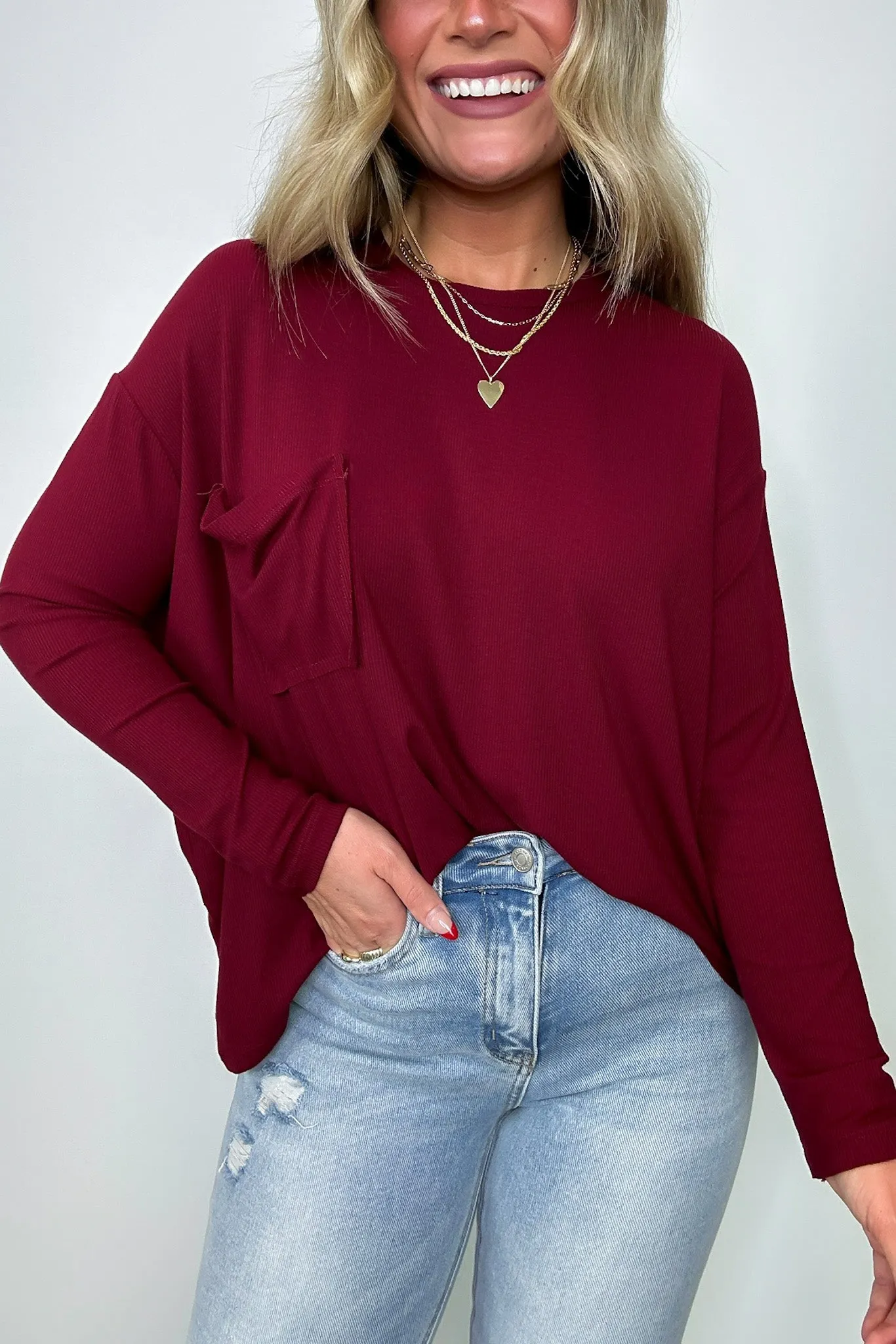 Effortless Ease Rib Knit Dolman Pocket Top - FINAL SALE