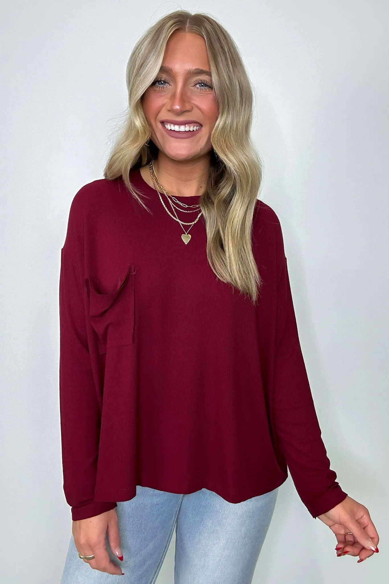 Effortless Ease Rib Knit Dolman Pocket Top - FINAL SALE