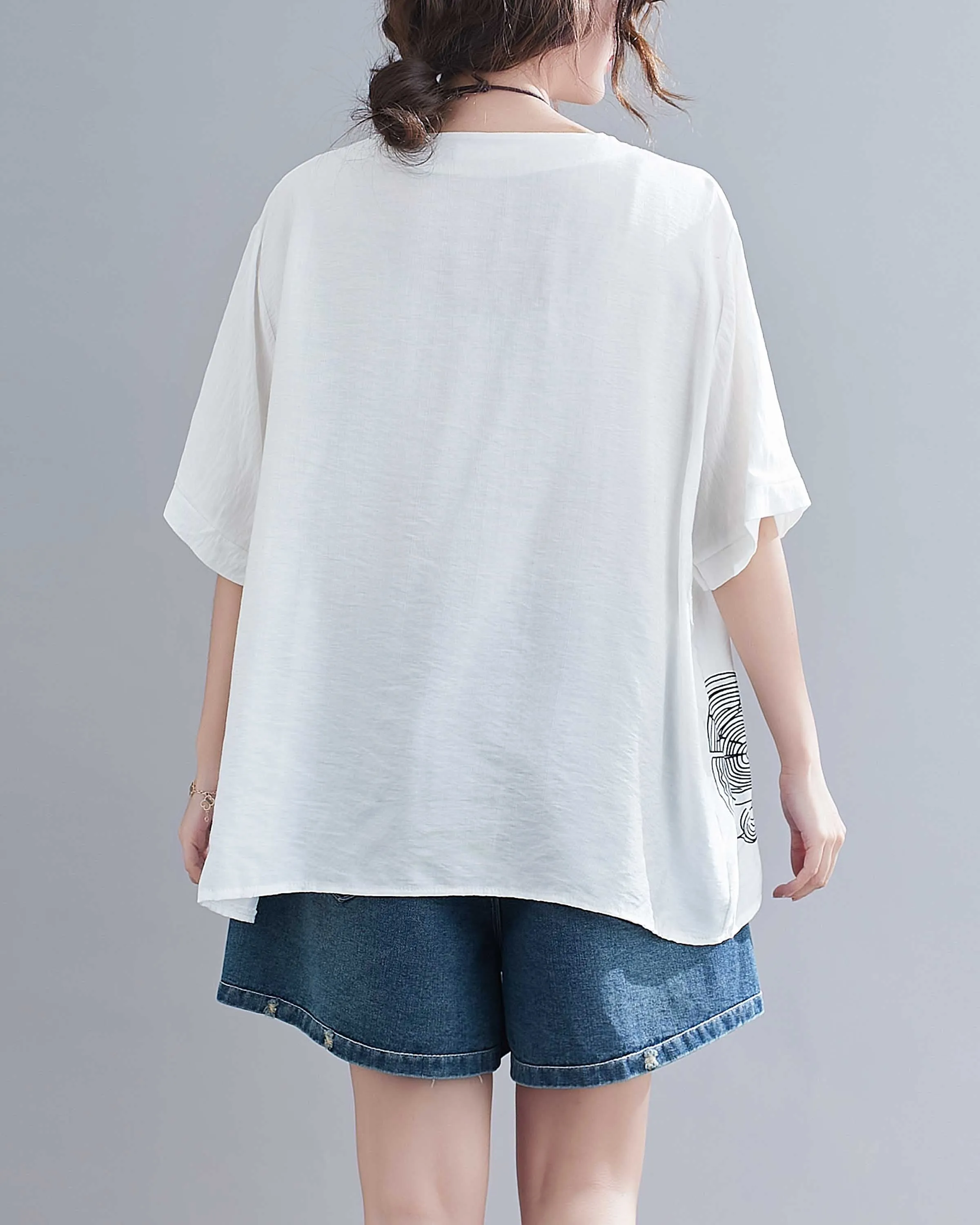 ellazhu Flowers Print Crewneck Tshirt Tops GA2242