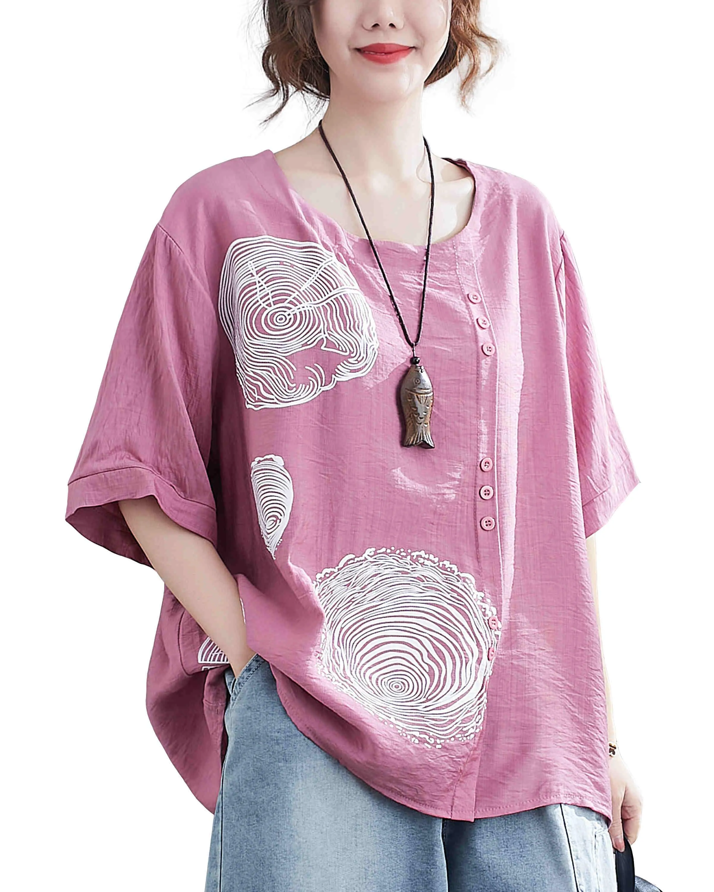 ellazhu Flowers Print Crewneck Tshirt Tops GA2242