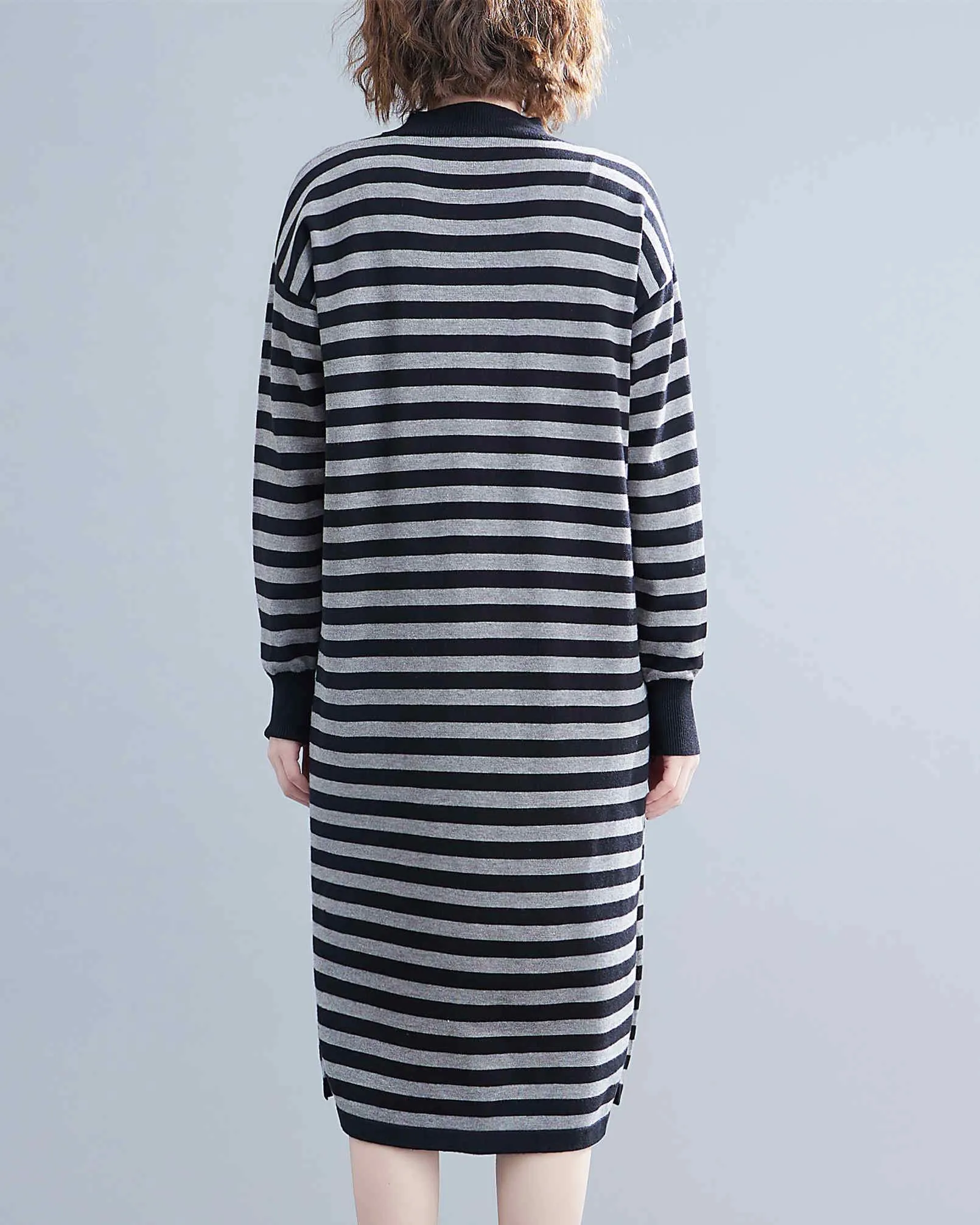 ellazhu Women Long Sleeve Crewneck Sweater Midi Dress GA2473
