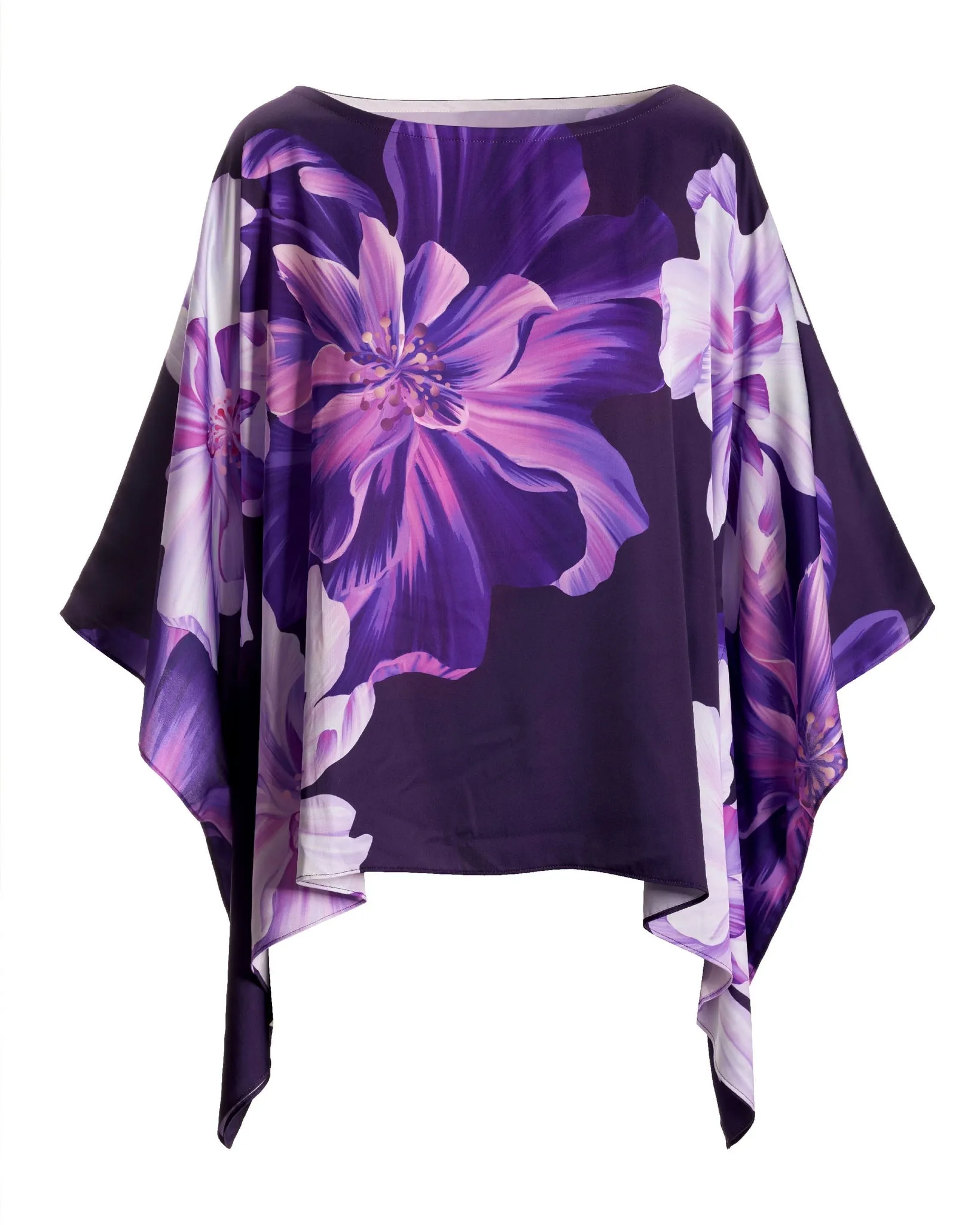 Exploded Dahlia Print Roxy Effortless Charmeuse Blouse Purple