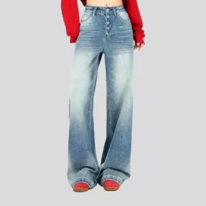 Fashionable high-rise baggy women's jeans