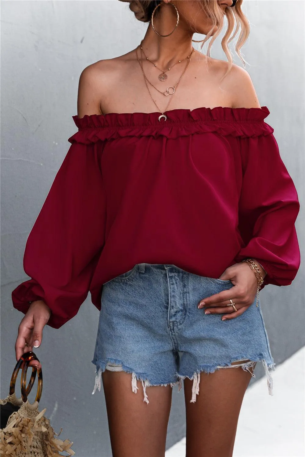 Fine Looking Off-Shoulder Balloon Sleeve Top