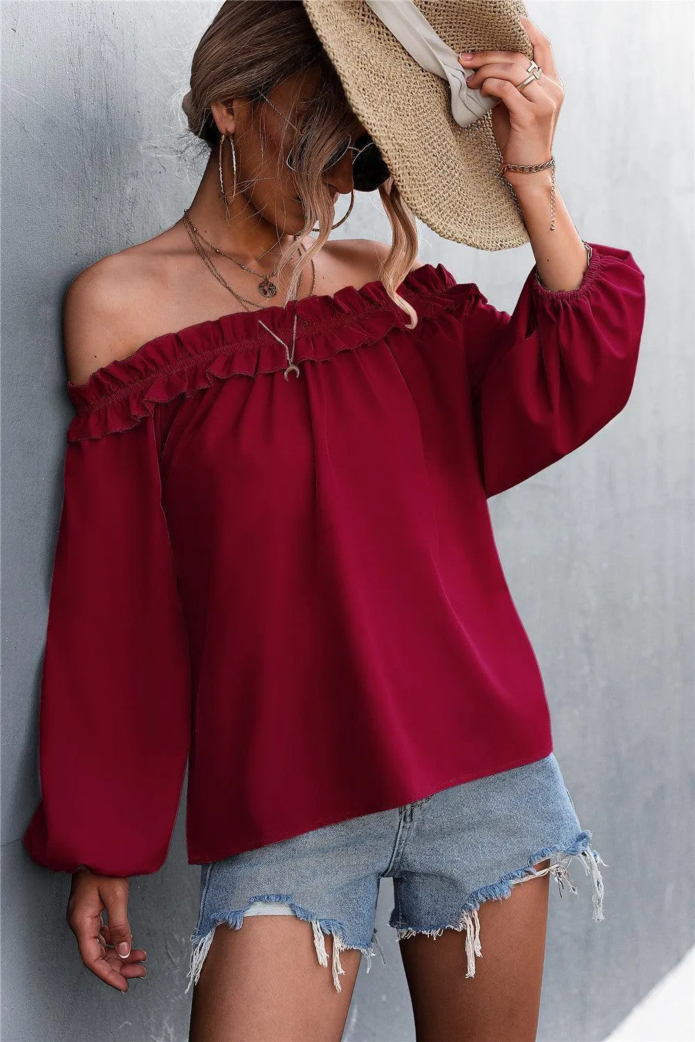 Fine Looking Off-Shoulder Balloon Sleeve Top