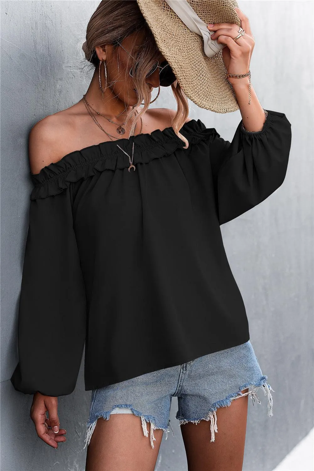 Fine Looking Off-Shoulder Balloon Sleeve Top