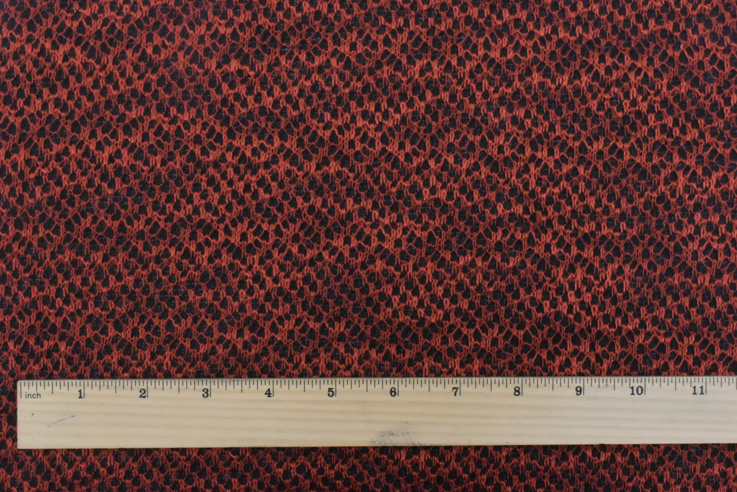 Fire Orange-Black Texture Poly Rayon Double Knit Fabric